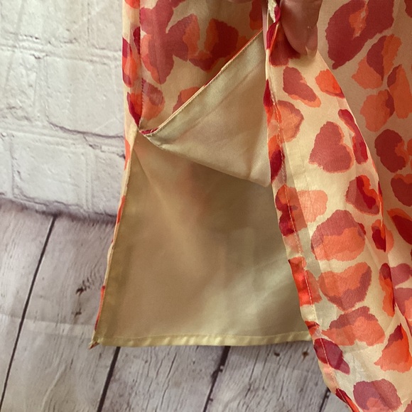 ⭐️Tibi 100% Silk Dainty Midi Dress Red Nude Animal Print Size 6 Spaghetti Strap - Picture 5 of 12